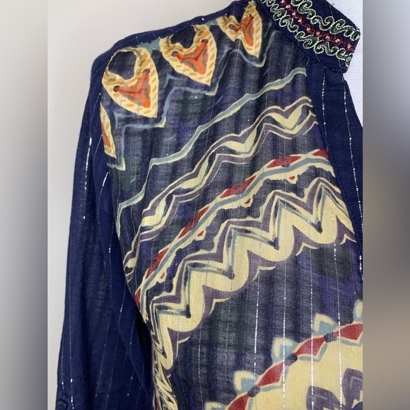 NWT Desigual Larson Top Boho Embroidered Women Euro Small Cotton Blend - Picture 4 of 11